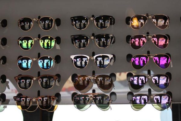 Rows of colorful sunglasses