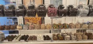 Trish's Chocolates treats with caramel and chocolate covered apples